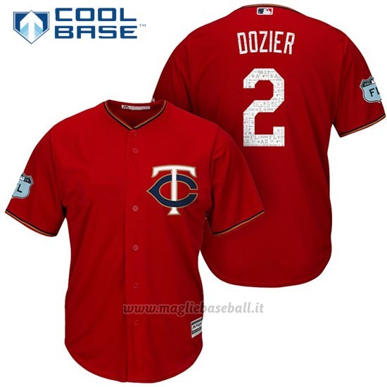 Maglia Baseball Uomo Minnesota Twins Brian Dozier Scarlet 2017 Allenamento Primaverile Cool Base Giocatore